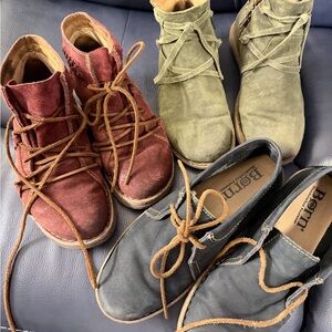 Born Ankle Boots in Red, Green, and Gray